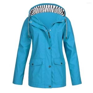 Women's Jackets Autumn And Winter Hiking Women Solid Rain Outdoor Camping Plus Size Waterproof Hooded Raincoat Windproof Jacket Coat