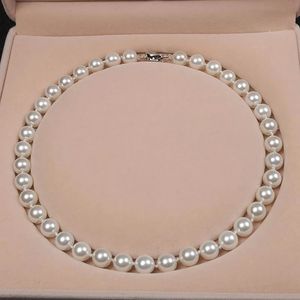 Girocolli 810MM Collana di perle naturali conchiglie Rosa Viola Perline bianche Eleganti regali di gioielli con catena di moda femminile 231109
