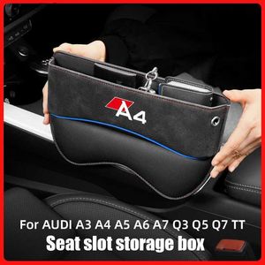 Organizer per auto Seggiolino per auto Gap Organizer Borsa laterale per sedile per Audi A3 8V A4 B8 B9 A5 A6 C6 A7 Q3 Q5 Q7 TT Sedile con fessura Scatola di immagazzinaggio Accessori in pelle scamosciata Q231109