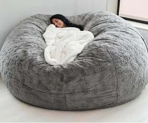 Capas de cadeira 135150cm saco de feijão de pele gigante capa grande redondo macio fofo faux beanbag preguiçoso sofáchair3412563