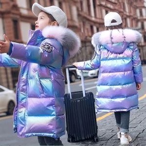 Jaquetas Manter Jaqueta de Inverno Quente para Meninas Casaco Moda À Prova D 'Água Brilhante Com Capuz Crianças Outerwear Roupas 5-14 Anos Adolescentes Crianças Parka 231109