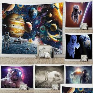 Wandteppiche Cool Space Interplanetary Sci-Fi Astronaut Crossing Wand Hintergrund Tapisserie Home Dekoration Tuch R230710 Drop Lieferung G Dhgzd