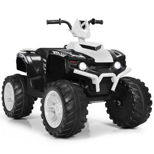 1 2 V Kids 4-Wheeler ATV Quad Ride On Car w/ LED Lights Music USB White
