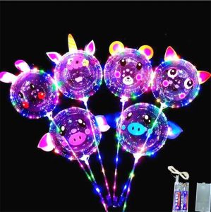 Balão bobo de 20 polegadas, iluminação led, multicolorido, luminoso, 70cm, poste 3m, 30leds, luz noturna para casamento, natal, dia das bruxas, aniversário, 12 ll