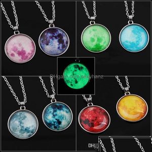 Pendant Necklaces Pendants Jewelry New Arrivals Glow In The Dark Neba Leather Necklace Galaxy Astronomy Space Universe Milky Way Dro Dha1C