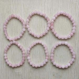 Charm Bracelets Natural Rose Quartz Stone 8mm Beads Reiki Healing Handmade & Bangles Gift Jewelry Wholesale 6pc