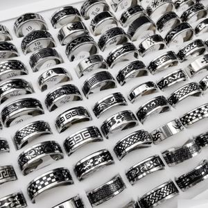 Band Rings 50 Pcs/Lot Vintage Retro Style Stainless Steel For Men And Women Fashion Round Punk Gift Accessories Wholesale Dr Dhgarden Dhlxc