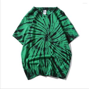 Mäns T-skjortor Swirl Tie Dye T-shirt Men 2023 Summer Round Neck Hip Hop Tee Tshirts For 5 Colors Drop