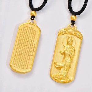 Collane con ciondolo Collana Guanyin buddista in stile cinese Ornamento placcato oro Maitreya Buddha Amuleto Hindui