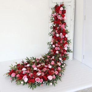 Decorative Flowers Custom Rose Hydrangea Baby Breath Runners Wedding Backdrop Floral Event Party Stage Deco Table Flower Runner Window