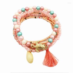 Charm armband kristalltassel skal Seatsurtle Bead Armband för kvinnor 2023 Friendship Femme Luxury Bohemian Stretch Designer Jewelry