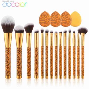 Pincéis de maquiagem Docolor NOVO Conjunto de pincéis de maquiagem 14pcs Eyeshadow Foundation Mulheres Professional Blush Beauty Cosmetics Tool com 4PCS Powder Puff Q231110