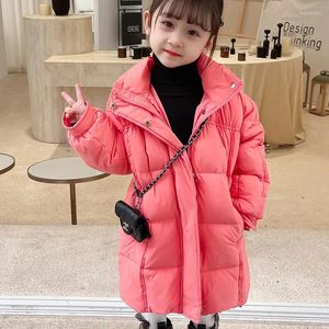 Down Coat Girls' White Jacket 2023 Children's Winter Baby Thickened Medium Long Children Foreign Style