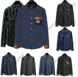 24SS primavera Uomo Casual camicia da cowboy designer tee maglietta di lusso classica doppia lettera stampa t-shirt moda uomo manica lunga camicia blu camicie classiche in cotone