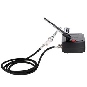 Freeshipping Dual Action Airbrush Aerografo Pistolet Sprężarnia Zestaw sprężarki powietrza do malowania sztuki tatuaż manicure ciasto powietrzne paznokcie