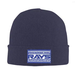 Berets Rays Engineering Sticked Hat Beanie Winter Warm Acrylic Color Racing Car Caps för män Kvinnor