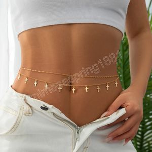 Cross Pendant Waist Chain for Women Summer Beach Bikini Navel Belt Belly Chain Body Jewelry Accessories Female Gift