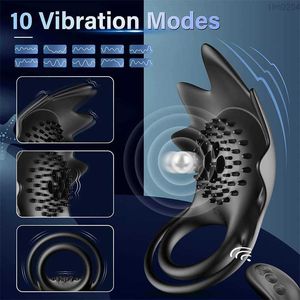 10 modos de silicone galo anéis pênis massagem vibrador estimulação brinquedos sexuais para homens casais flertando jogos controle remoto sem fio recarregável 33tb