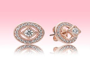 luxury designer 18K Rose gold Women Earrings CZ Diamond Vintage Circle Stud earring with Original box for Real silver EARRING9420000