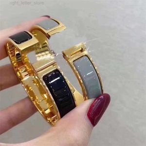 Designer Stainless Steel Bangles For Women Pulsera Mens Luxury Enamel Bracelet Custom Fathers Day 18k Gold Silver Plated Bracelets With Box