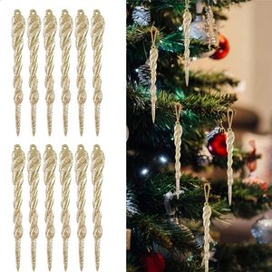 Decorações de Natal 36 pcs 13cm simulação gelo árvore de natal pendurado ornamento falso icicle prop para inverno decoração de festa congelada 231109