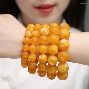 Jewelry Pouches Matte Old Beeswax Chicken Oil Yellow Floating White Flower Single Ring Bracelet Amber Bead