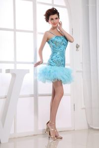 Partykleider 2014 Beyonce Brides Maid Dress Kleid Benutzerdefinierte Größe / Farbe Short Blue Strap Sexy Mini Celebrity Prom