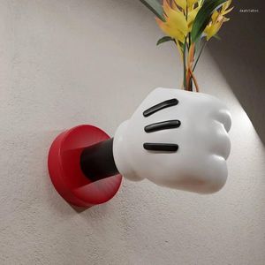 Vases Fashion Cartoon Glove Flower Vase Wall Mounted Container Creative Hand Statue Planter Pots Home Garden Decoration