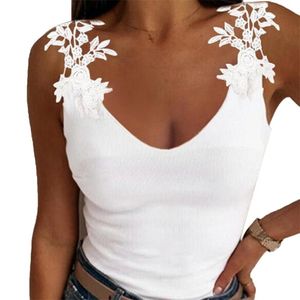 Camisoles Tanks Summer Top Women Sleeveless Lace Sexy's Tshirt Vest S Female S White Black 230410