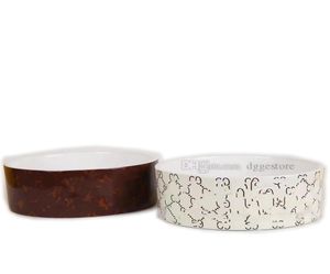 Ceramic Stoneware Designer Pet Bowls for Cats and Small Dogs Classic Classic Letter Pattern Heavy Duty Non Slip Ceramics Cat Dish 4611448