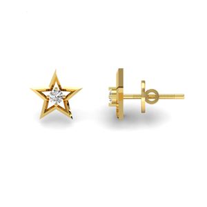 Högkvalitativ solid guld naturlig diamantpolitaire Tiny Star Stud örhängen minimalistisk fin smycken födelsedagspresent till flicka