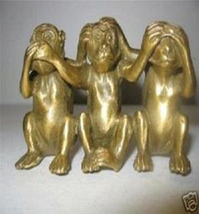 Colecionáveis de latão Veja, fale, não ouça nenhum mal 3 estátuas pequenas de macaco3143771