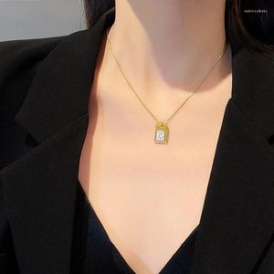 Pendant Necklaces VSnow Creative Square Geometric Phone Card Necklace For Women Retro Gold Color Metallic Jewelry Accessories