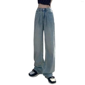 Kvinnors jeans Hög midja Fashion Wide Ben Slim Simple and Ordized Jean Pants for Women Denim Boot Cut 24