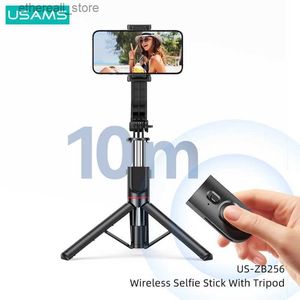 Selfie Monopods USAMS Dobrável Portátil Sem Fio Bluetooth Selfie Stick Com Tripé Obturador Controle Remoto Para iPhone Android Smartphone Q231110