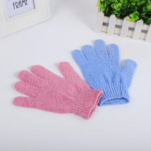 Großhandel Fünf-Finger-Polyester-Badeschwämme Scrubbers Peeling-Handschuhe Einweg für Hotelsauna