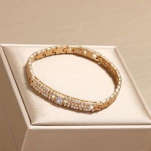 Link Bracelets MASA Rose Gold Color Watch Chain For Men Women With Zircon Stainless Steel Bracelet Jewelry Gifts