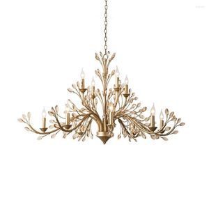 Żyrandole luksusowe złote kryształowy żyrandol oświetlenie LED Plafonnier do salonu sypialnia cristal hanglamp