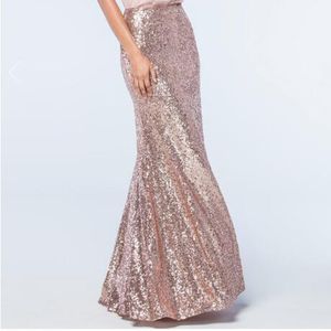 Skirts Rose Gold Sequined Mermaid For Women Adult High End Custom Made Zipper Floor Length Long Saia Faldas 230410