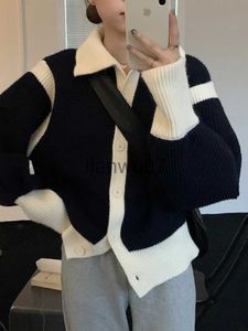 Kvinnors tröjor Kvinnors tröjor 2023 Höstkontrast Black Turtleneck Crop Cardigan Puff Long Sleeve Grey Knitwear Jacket Lazy Loose J231110