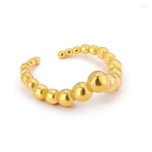 Anelli a grappolo Perline vintage per donna Anello geometrico in acciaio inossidabile Polsino aperto regolabile Dito Gioielli femminili Anelli Bague