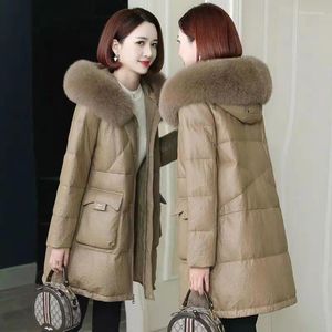 Trench da donna Giacca da donna Parka Cappotto imbottito in cotone Abbigliamento lungo Moda allentata in pelle lucida con cappuccio in cotone Veste Femme R99