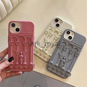 Cell Phone Cases Retro Artwork 3D Angel Statue Phone Case For Iphone 14 13 12 11 Pro Max Literature Trendy Silicone Shockproof Soft Back Cover J231110