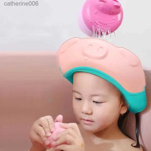 Dusch Caps Justerbar baby Swim Cap Bath Shampoo Eye Protection Head Dowch Water Cover Baby Care Wash Hausch Hat i 0-6 år KIDSL231110