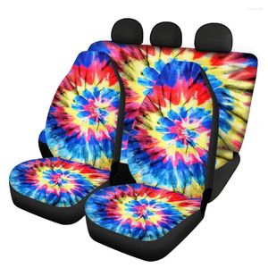 Car Seat Covers INSTANTARTS Colorful Tie Dye Cover Set For Women Universal Fit SUV Truck Sedan Elastic Front Back Accesorios