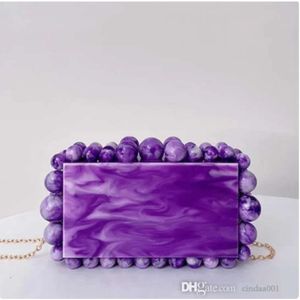 Designer Luxury Square Box Pearl Acrylic Evening Bag Clutch Beads Party Purse Wallet Fashion Ladies Wedding Crossbag Bags