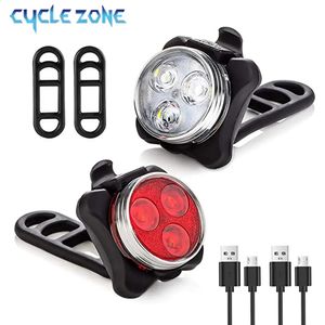 Cykelbelysning 3 LED Cycling Taillight med USB -uppladdningsbar cykel svansklippljus LUMP LUZ BICICLETA Tillbehör 231109