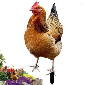 Garden Decorations Outdoor Chicken Decor 2D Acrylic Hen Statue Standing Ornament For Patio Backyard Lawn Yard And
