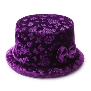 قبعة دافئة أنيقة مع القوس الصوفية القبعات حفل عشاء في منتصف العمر أزياء خمر زخرفة رأس ناعم سميك دلو