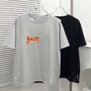 2023 Yeni Tasarımcı Kadın Tişört Yüksek End 23 Yaz Yüksek Baskı Li Loose Basit Unisex Flash Mektup Çift Yuvarlak Boyun Kollu T-Shirt